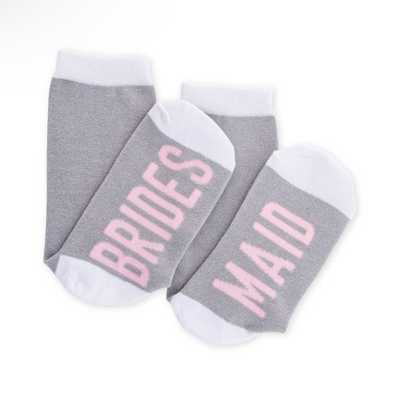 NWT Bridesmaid Bridal Party Socks Gray and Pink - Picture 4 of 10